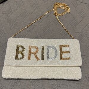 EUC- Elegant Cream Beaded Bride Clutch